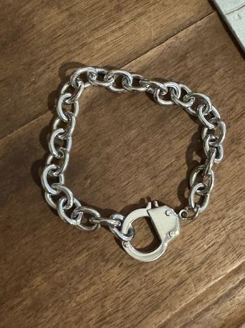 Bracelet maillons xl menottes acier inoxydable argent