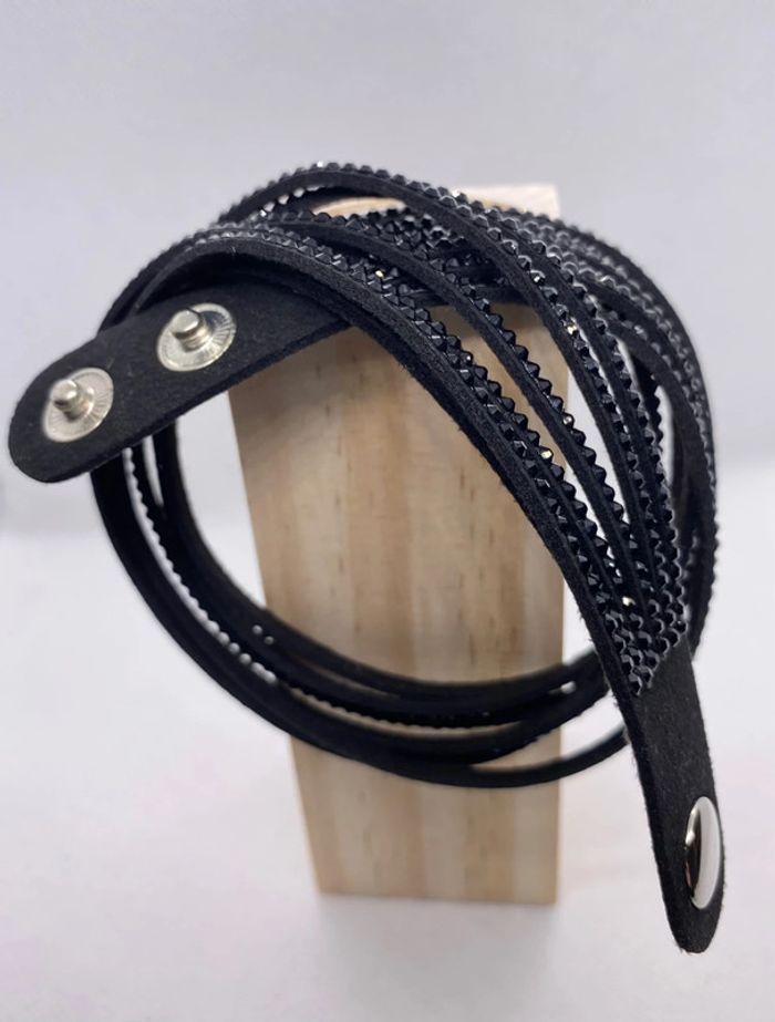 Bracelet double noir brillant / Velours - photo numéro 6