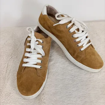 Basket de ville - so send - taille 37 - femme Chaussures camel et blanches suédine