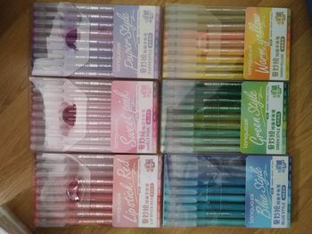 Lot 6  boîtes stylo gel Languo x9 neuf bleu vert rouge jaune rose violet