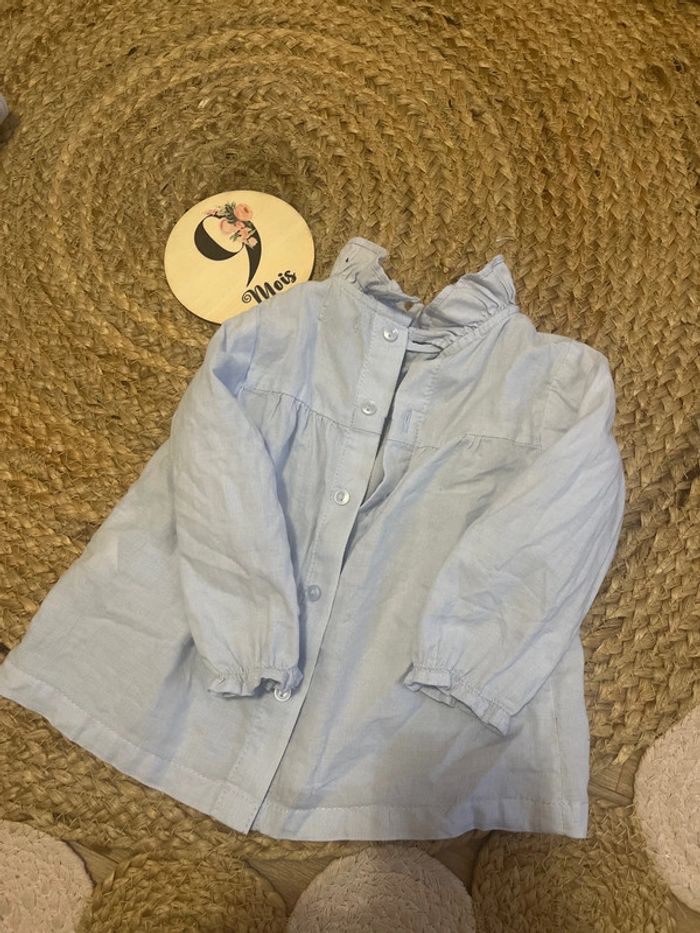Blouse / haut bleu manches longues - KIABI - 9 mois - photo numéro 2