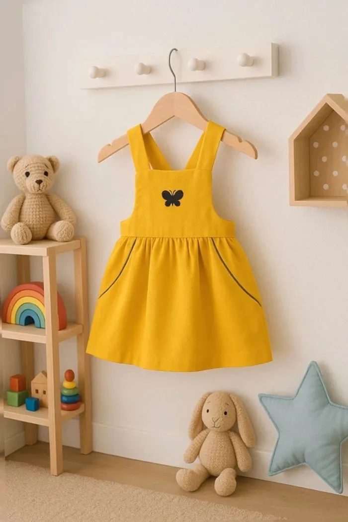 Robe salopette jaune bébé fille 6 mois – Obaïbi, neuve avec étiquette