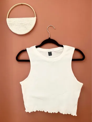 🤍 Crop top blanc côtelé – Shein – Taille 38 (M)
