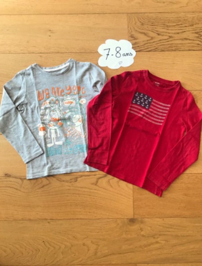 Lot de 2 tee shirts 7-8 ans (kiabi & tex)