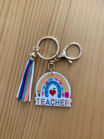Porte-clé arc-en-ciel Teacher Neuf, parfait pour cadeau maîtresse