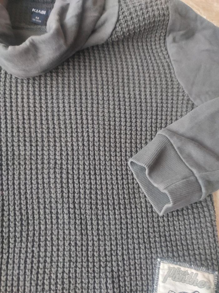 Pull en maille bi matière avec col taille 8 ans - photo numéro 4