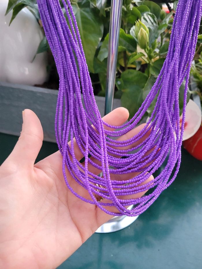 Collier multirangs vintage violet - photo numéro 2