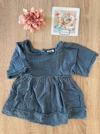 Jolie robe bleue TAO 12 mois TBE