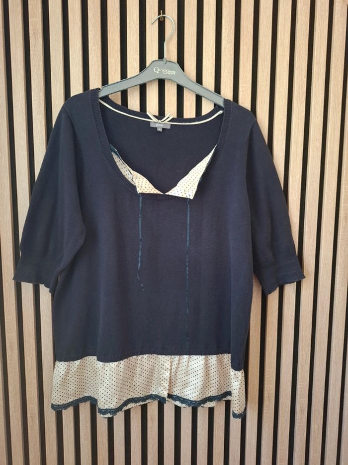 Pull bleu marine bohème Phildar T 42 - photo numéro 14