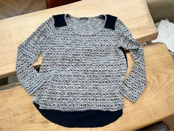 Pull patrice break femme bleu marine laine et voile taille 1 S 36 38