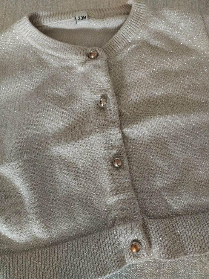 Jolie gilet gris brillant taille 23 mois - photo numéro 2
