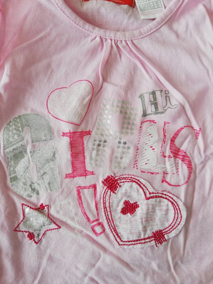 Tee shirt manches courtes rose okaou 24 mois - photo numéro 3