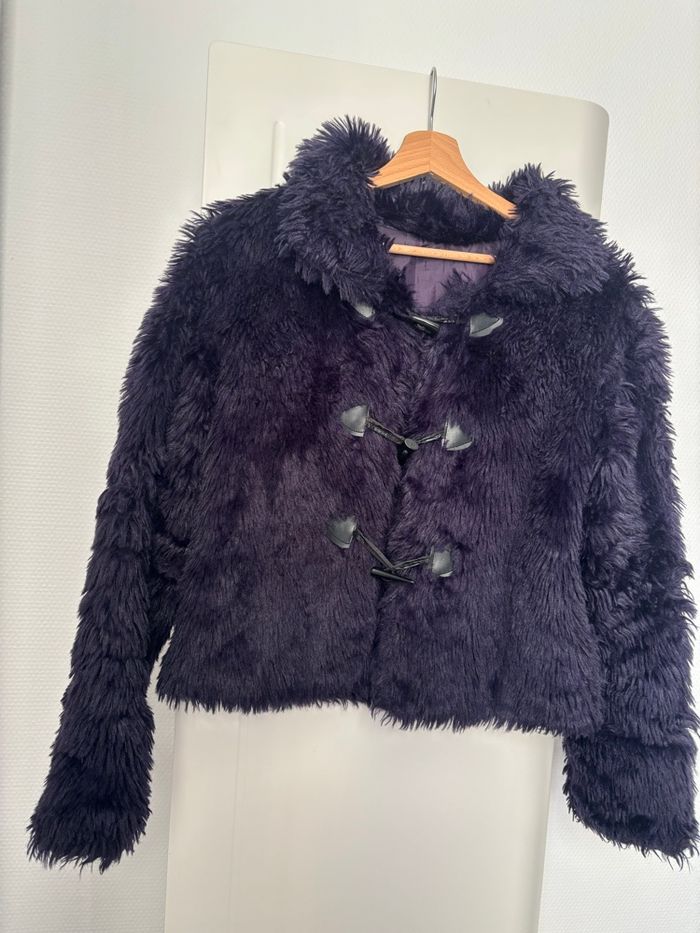 Veste vintage en fourrure violet taille M femme - photo numéro 2