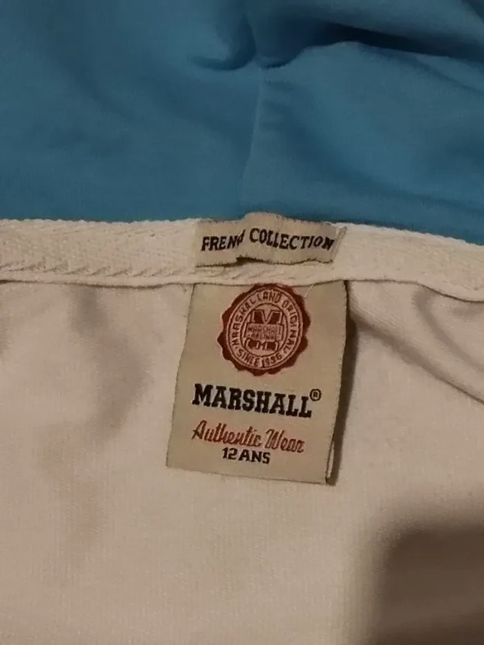 Gilet zippée à capuche Marshall Blanc et bleu azur garçon 12 ans - photo numéro 2