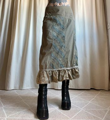 Jupe longue kaki Grunge Fairygrunge Cottagecore vintage 90s Forestcore - Taille M