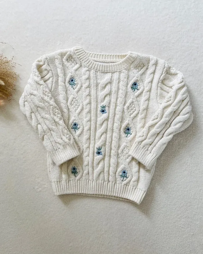 Pull en maille torsadé avec fleurs brodées 4/5 ans - Primark - photo numéro 2