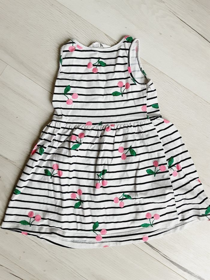 Vêtement fille robe rayée cerises H&M 4 ans - photo numéro 3