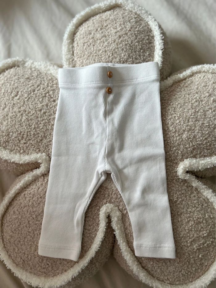 Legging côtelé avec boutons blanc