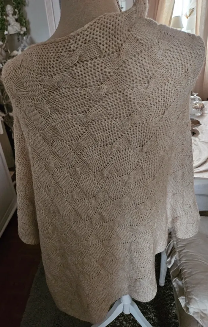 Pull poncho asymétrique beige Taille Unique (42/44) - photo numéro 5