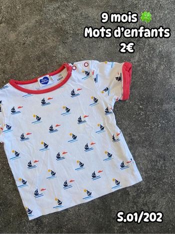 T-shirt 🍀 9 mois 🍀 Mots d’enfants