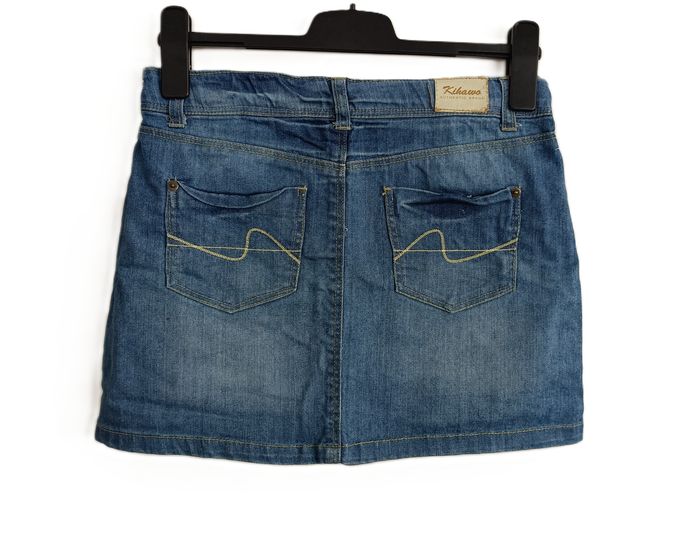 Mini jupe en jean bleu effet plissé délavé. La Redoute. Taille 12 ans. 150 cm - photo numéro 2