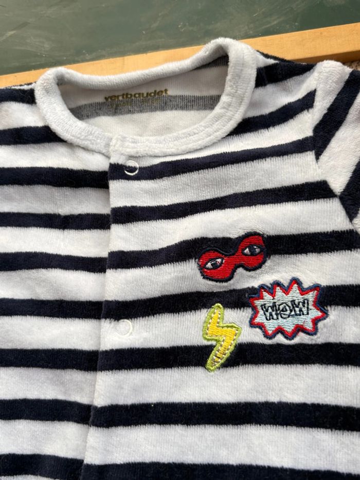 Lot de 3 pyjamas en velours taille 1 mois - photo numéro 4