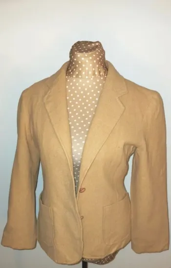Veste en laine beige femme, vintage, taille M, excellent état