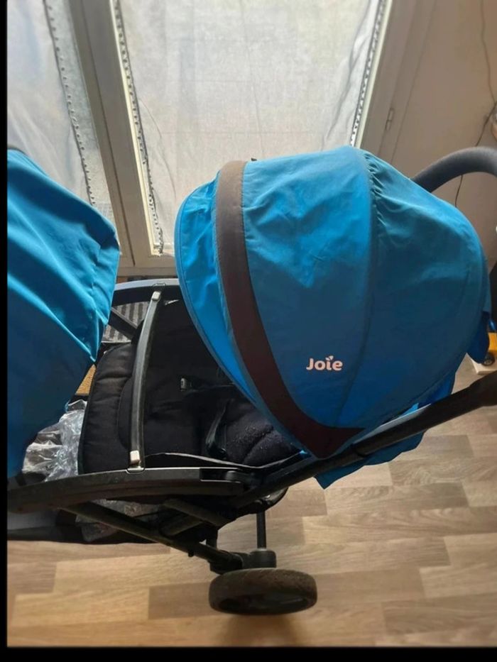 Poussette double joie bleu avec housse de pluie - photo numéro 7