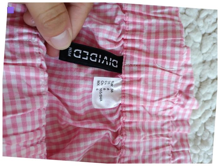 Blouse rose vichy col bardot vintage cute restaurant - photo numéro 5