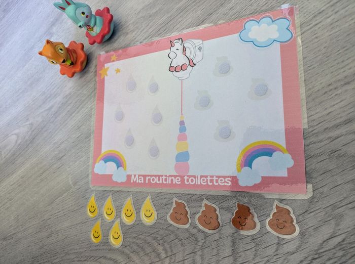 Tableau petit format A5 pour apprendre la propreté avec une jolie licorne