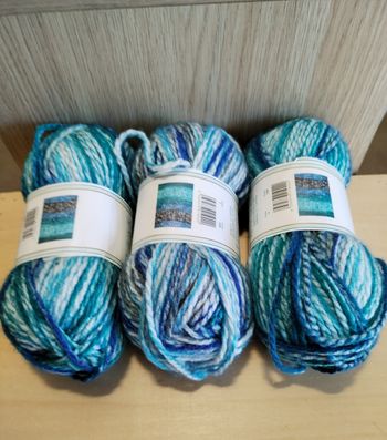 Lot de 3 pelotes de laine dégradé bleu turquoise blanc