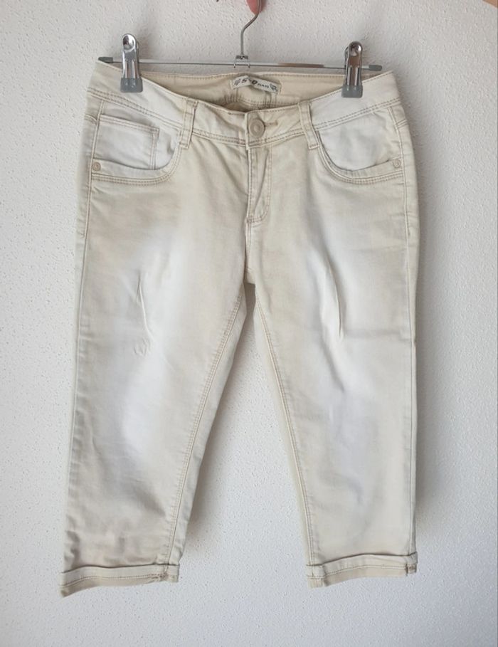 Pantacourt jean beige