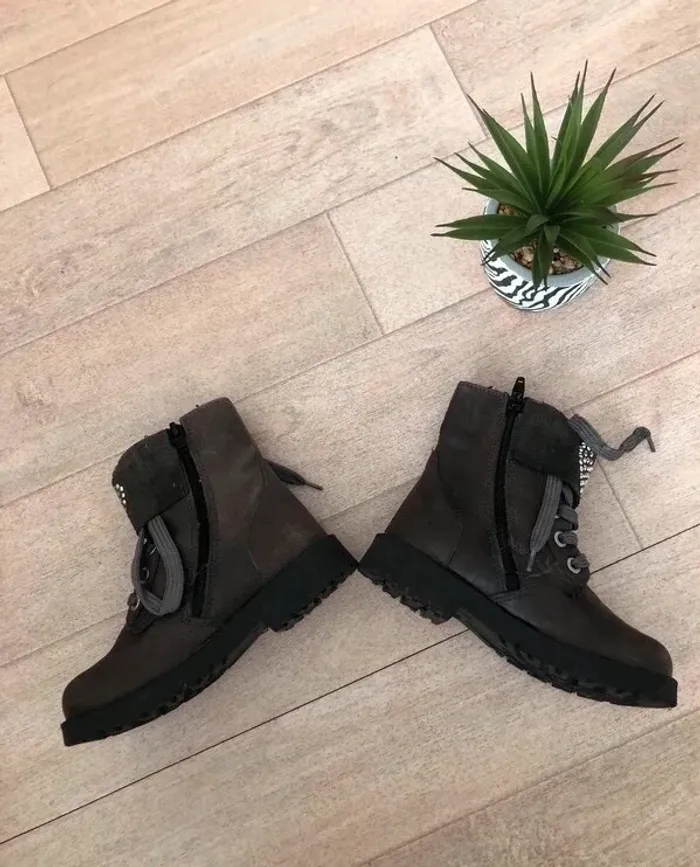 Bottines cuir gras grises Kookai - photo numéro 5