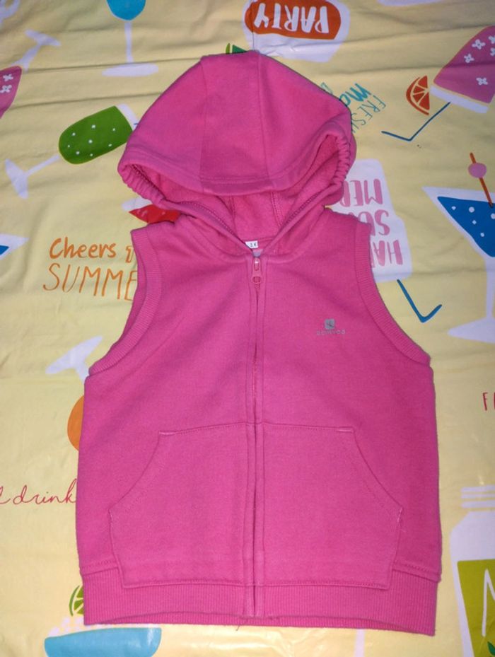 Veste zip sans manches rose fushia 12 mois fille Decathlon