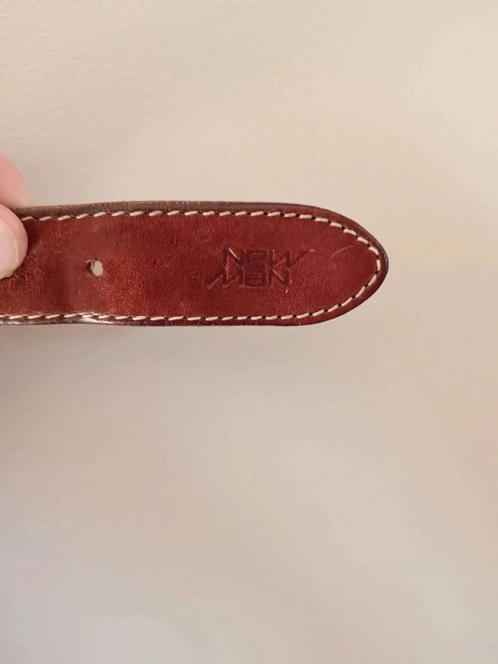 Ceinture cuir marron empiècements marguerites New Man - photo numéro 6