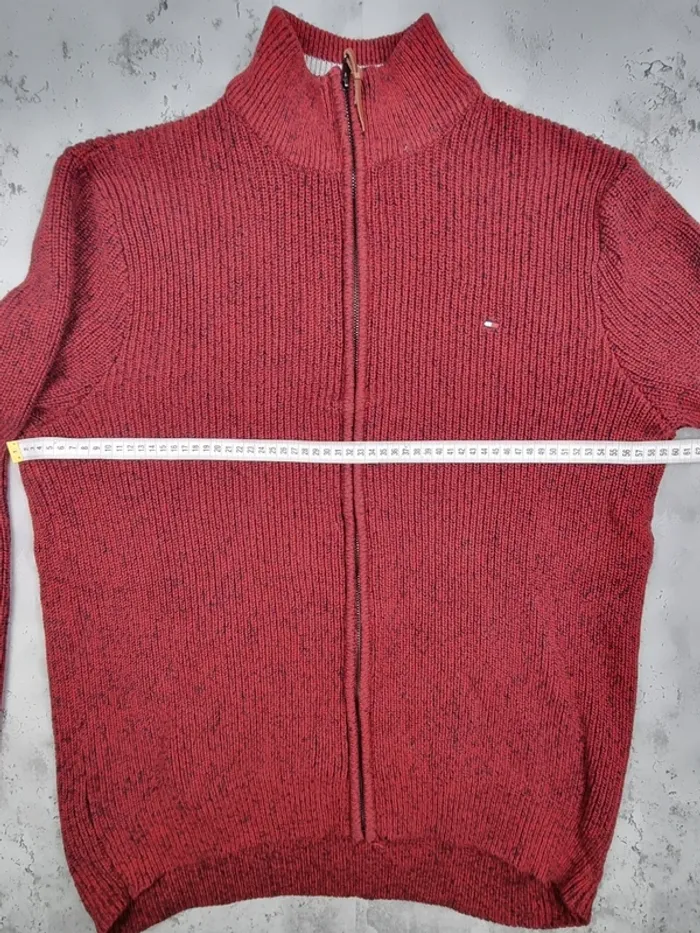 Veste zippée Tommy Hilfiger bordeaux chiné – Taille XL Hommes (mesures en photos) - photo numéro 10