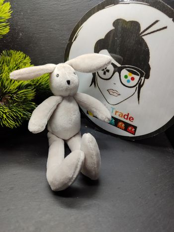 Moulin roty La grande famille mini doudou Sylvain le lapin Gris Peluche