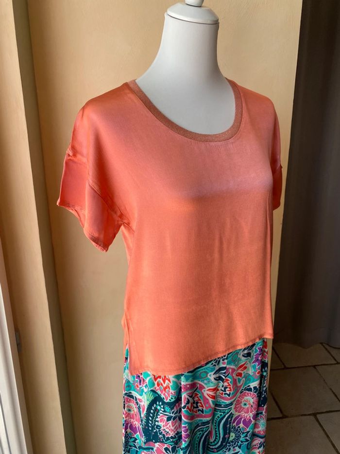 T-shirt satin corail Dixie M - photo numéro 4