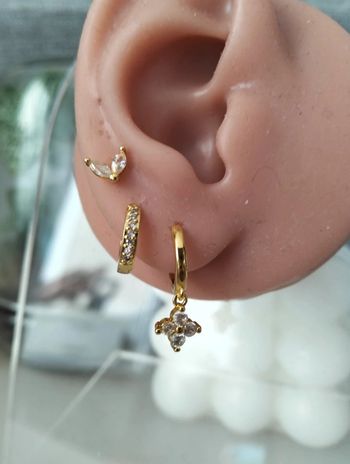 Composition MNfMNsCp de 3 paires de boucles d'oreilles en acier inoxydable blanc et doré