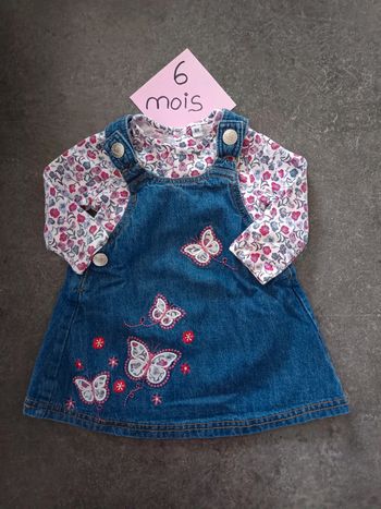 Ensemble robe jean bleue 6 mois