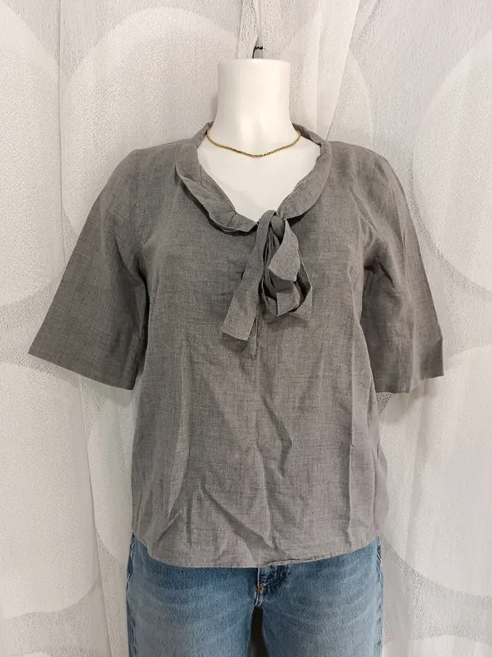 Chloé "blouse grise col à noeud" taille 38