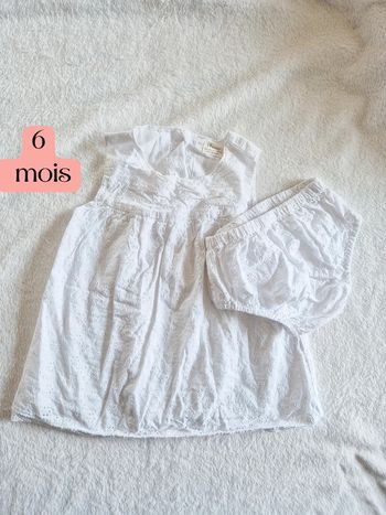Robe broderies ZY blanche 6-9 mois
