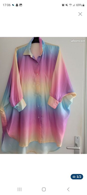 Chemise longue multicolore femme(Taille unique)