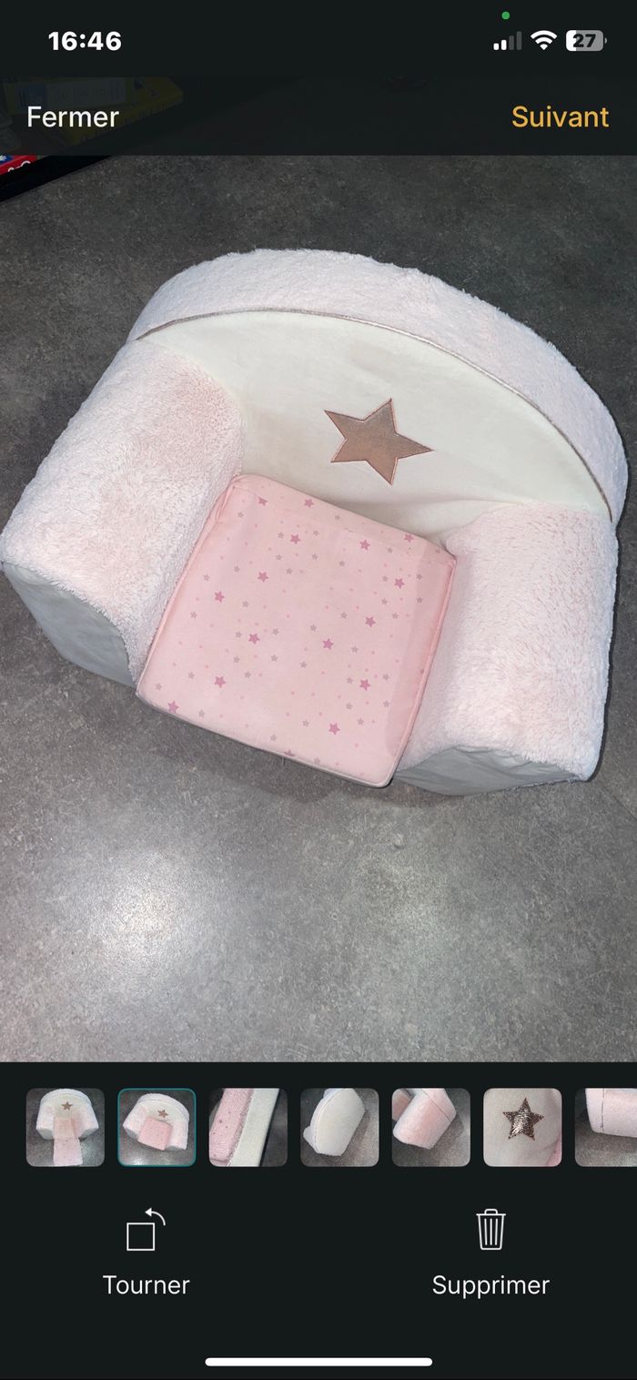 Fauteuil / Chauffeuse Enfant Étoile Rose douce.
