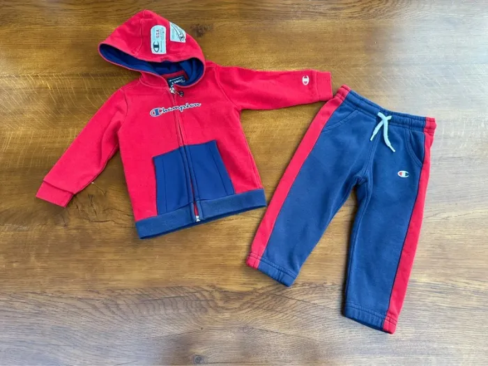 Ensemble jogging + veste Champion 9 mois bleu et rouge - photo numéro 2