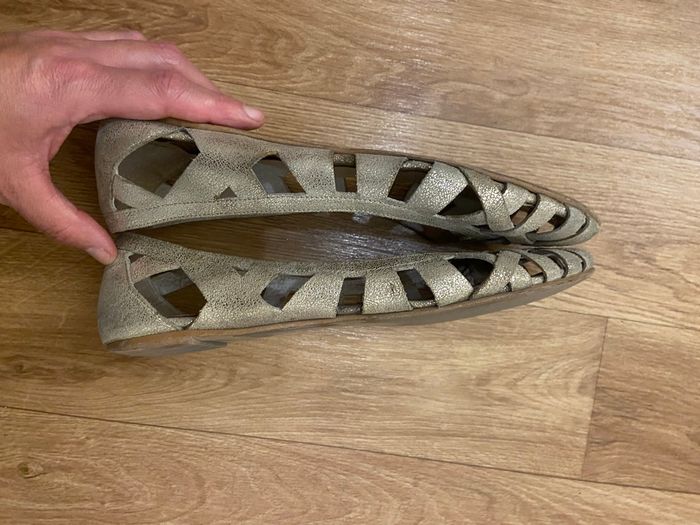 Ballerines ajourées platine cuir 38 - photo numéro 7