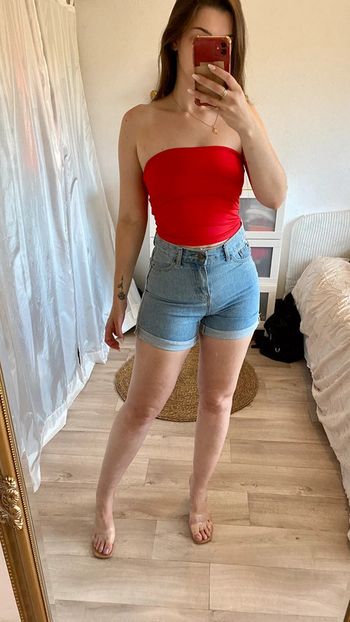 Short en jeans clair taille haute