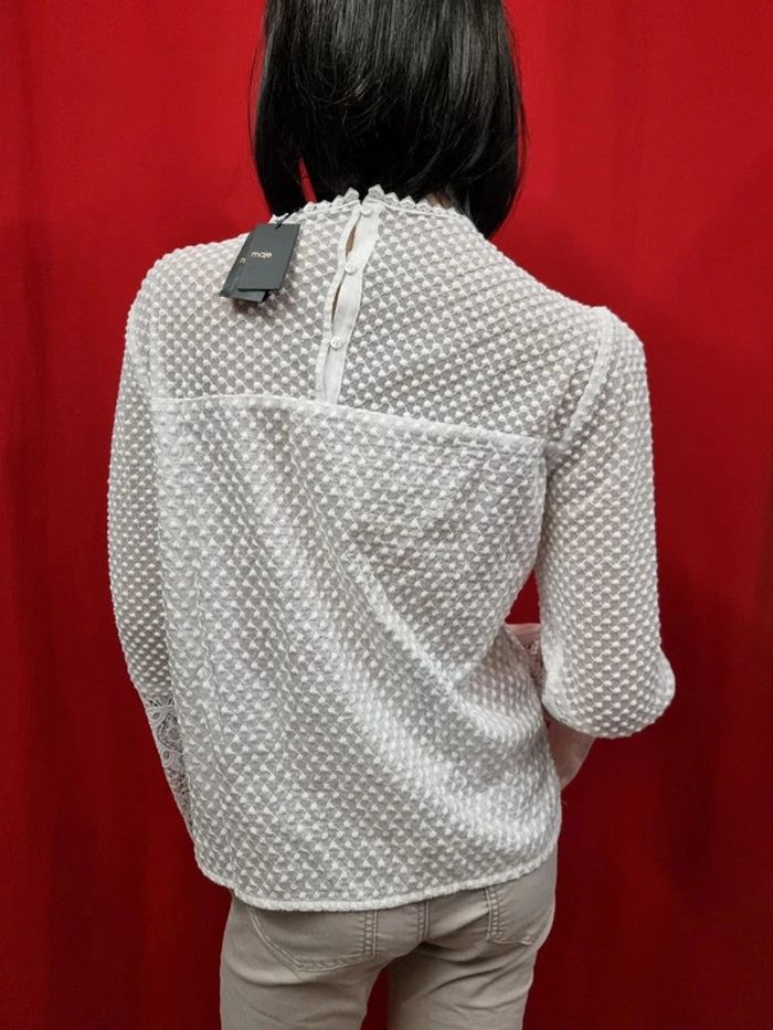 Maje blouse écru dentelle * taille 2 * - photo numéro 11