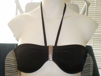 haut de maillot de bain noir et argent t 38