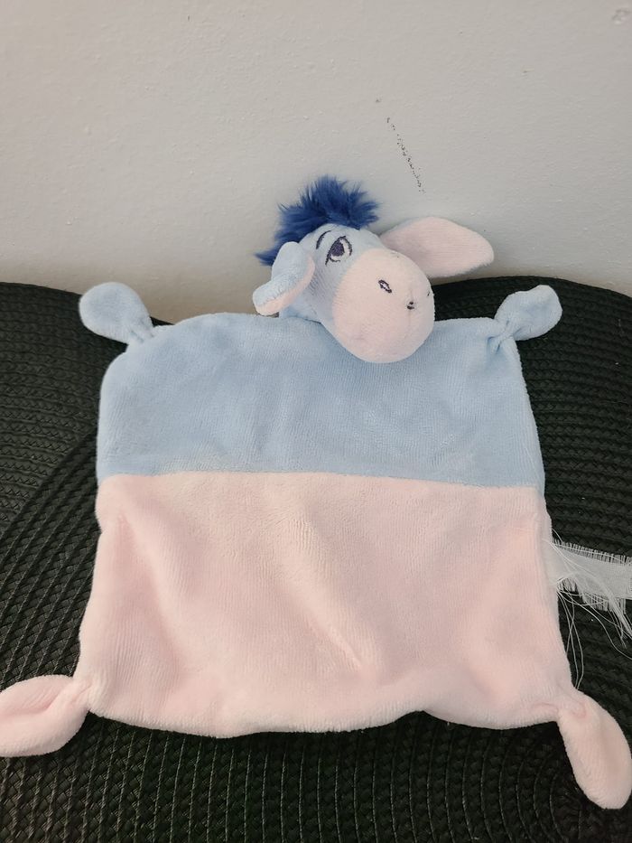 Doudou plat Bourriquet DISNEY NICOTOY rectangle bleu rose - photo numéro 3